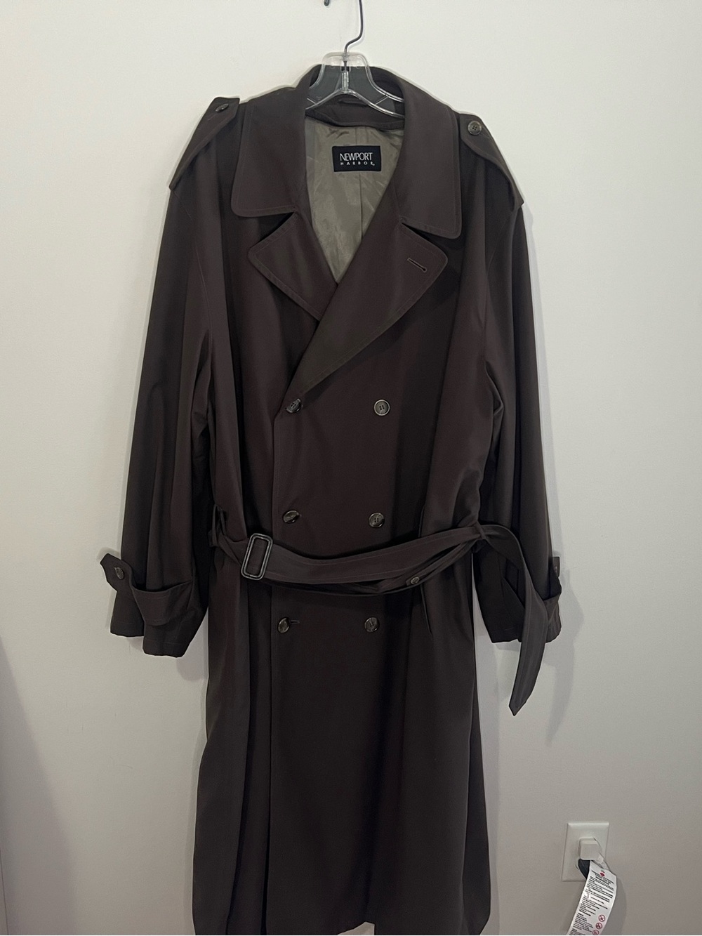 Vintage Newport Harbor Dark Brown Double-Breasted Trench Coat